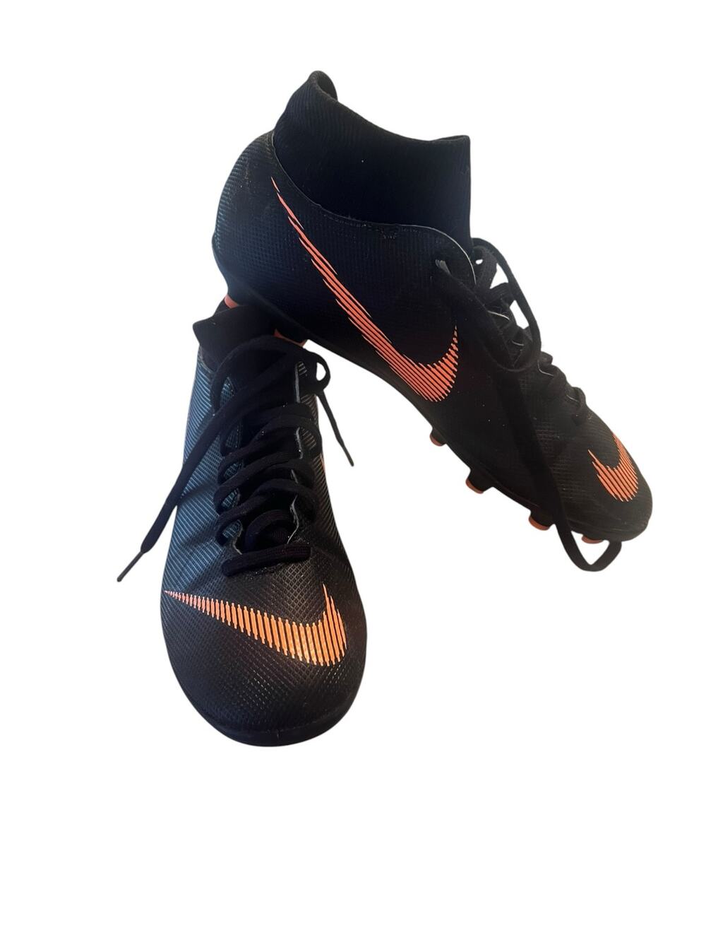 Nike Men's 8.5 Mercurial Superfly 6 Club MG Black Orange Cleat's High-Top Collar